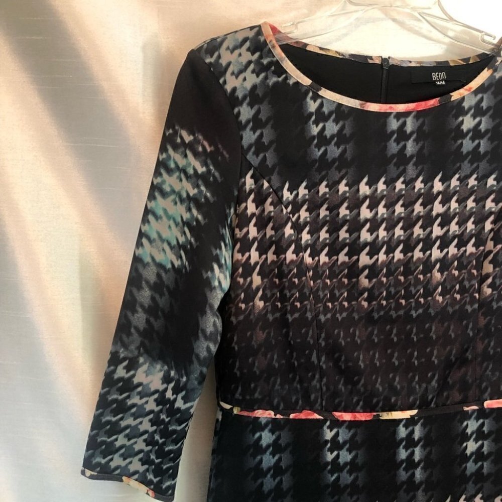 Bedo Bodycon Pencil Fitted Dress Black/Multi Colored Ladies Med - Picture 7 of 13